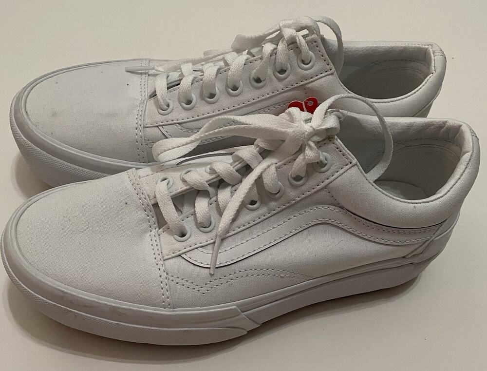 Vans Sneakers Unisex Sz M7 / W8.5 Triple White Old Skool Stack Platform Leather